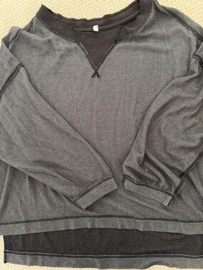 NWT- FP Movement brown striped Knit Long-Sleeve light Sweater. Size S oversized